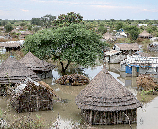 Submerged houses in Borna state, South Sudan (AFP photo)