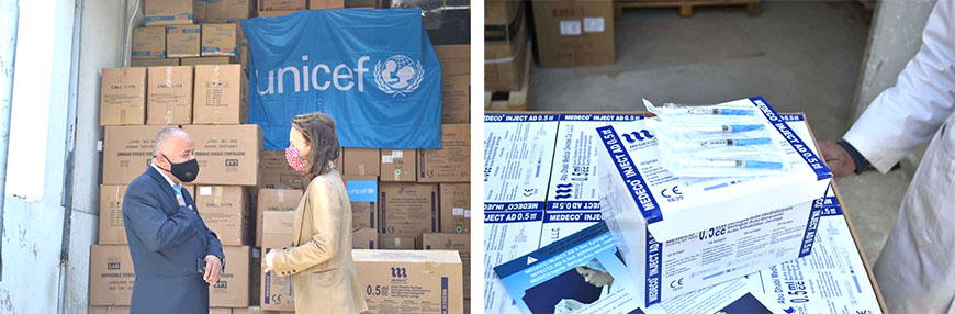 UNICEF has donated 1.3 million syringes to support Jordan’s national COVID-19 vaccination campaign, along with 30,000 safety boxes and another 1.3 million syringes to be used for the routine immunisation of children, according to a statement from the UN agency (Photo courtesy of UNICEF Jordan Facebook page)