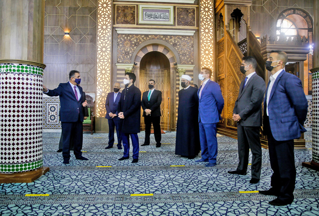 HRH Crown Prince Hussein checks on the renovation project of Al Husseini Mosque in downtown Amman on Wednesday (Photo courtesy of Royal Court)