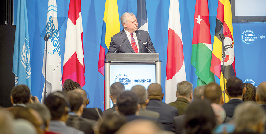 His Majesty King Abdullah participates in the Global Refugee Forum in Geneva and delivers the keynote address (Photo courtesy of Royal Court)