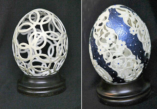 Ostrich egg sculptures by Sleman Nasser (Photos courtesy of Sleman Nasser)