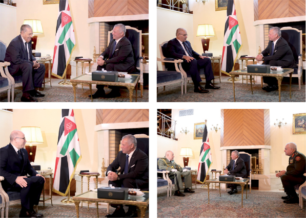His Majesty King Abdullah met President of the Council of the Nation Salah Goudjil, Speaker of the People's National Assembly Ibrahim Boughali, Prime Minister Aymen Benabderrahmane, and Chief of Army Staff Gen. Said Chanegriha (Photos corutesy of Royal Court)
