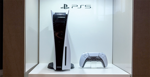 In this photo taken on May 9, 2022, a Sony Playstation 5 video game console is displayed at the company’s headquarters in Toky (AFP photo)