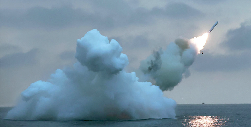 This photo taken on Sunday and released by North Korea’s official Korean Central News Agency (KCNA) on January 29 shows a test-fire of the submarine-launched strategic cruise missile ‘Pulhwasal-3-3’ at an undisclosed location in North Korea (AFP photo)