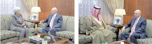 Senate president, Faisal Fayez, on Sunday held discussions with several ambassadors to enhance ties between the Kingdom and their respective countries at various levels (Petra photos)