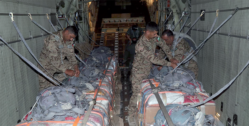 The JAF carries out three airdrops to the southern of the Gaza Strip (JAF Photo)