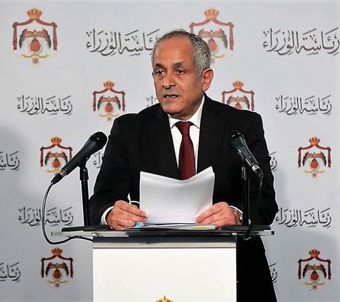 Minister of State for Media Affairs Ali Al Ayed speaks during a press briefing on Wednesday (Petra photo)