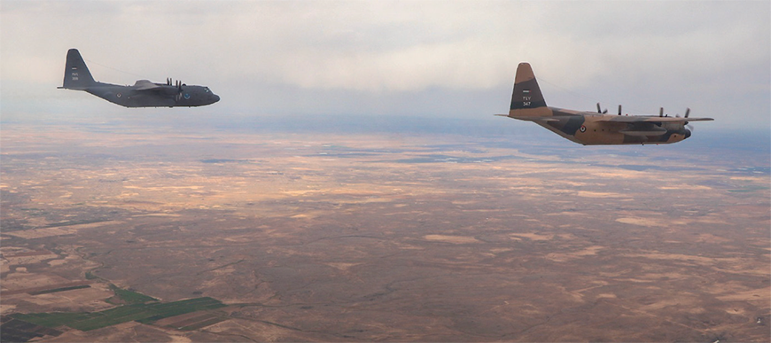 The Jordan Armed Forces-Arab Army (JAF) carries out on Tuesday eight joint airdrops of relief aid over the Gaza Strip, marking the ‘largest’operation of its kind since the commencement of relief efforts (Photo by JAF)
