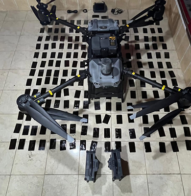 The Southern Military Zone on Tuesday thwarts a drug smuggling attempt, involving a drone along its western frontier within its area of responsibility (Petra photo)