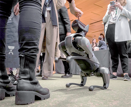 A robot using artificial intelligence is seen at a stand during the International Telecommunication Union (ITU) AI for Good Global Summit in Geneva on Thursday (AFP photo)