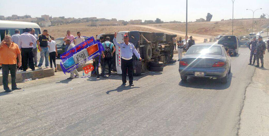 The site of an accident in Irbid late last week (Photo courtesy of Amen FM)
