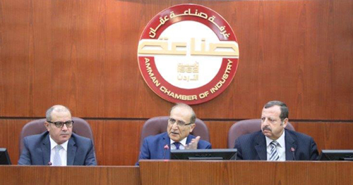 Deputy Prime Minister for Economic Affairs and Minister of Industry, Trade and Supply Jawad Anani speaks during a meeting at the Jordan Chamber of Industry in Amman on Thursday (Petra photo)