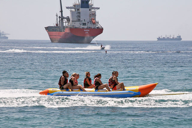 Tourists are seen enjoying a boat ride in Aqaba in this recent photo  (Photo courtesy of  Khalil M. Farrayeh)