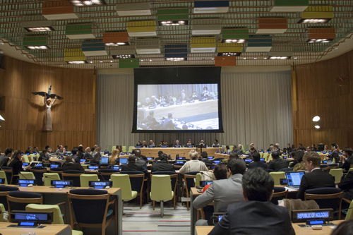 A wide view of the Trusteeship Council during the General Assembly's day-long high-level conversation on Religions for Peace, in New York, on Friday (Photo courtesy of UN/Loey Felipe)