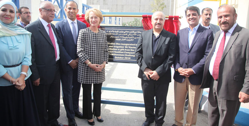 Water Minister Hazem Nasser inaugurates the Basateen Pump Station and Reservoir in Zarqa’s Ruseifa District, 12km east of Amman, on Tuesday (Photo courtesy of Millennium Challenge Account-Jordan)