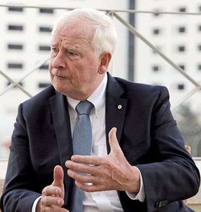 Canada’s Governor General David Johnston speaks to The Jordan Times in an interview in Amman on Monday (Photo by Osama Aqarbeh)