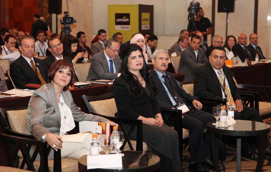 HRH Princess Sumaya and ICT Minister Majd Shweikeh at the opening of the Arab Advisers Group's 12th Convergence Summit on Monday (Petra photo)
