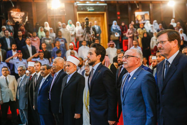 HRH Crown Prince Hussein attendeds the first session of the 79th  Hashemite Scientific Councils at the King Abdullah I Mosque in Abdali on Friday (Photo courtesy of Royal Court)