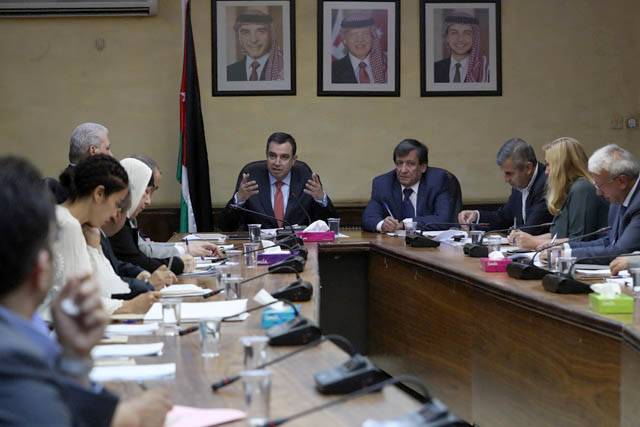 Planning Minister Imad Fakhoury chairs the steering committee’s first preparatory meeting in Amman on Monday (Photo courtesy of the Planning Ministry)