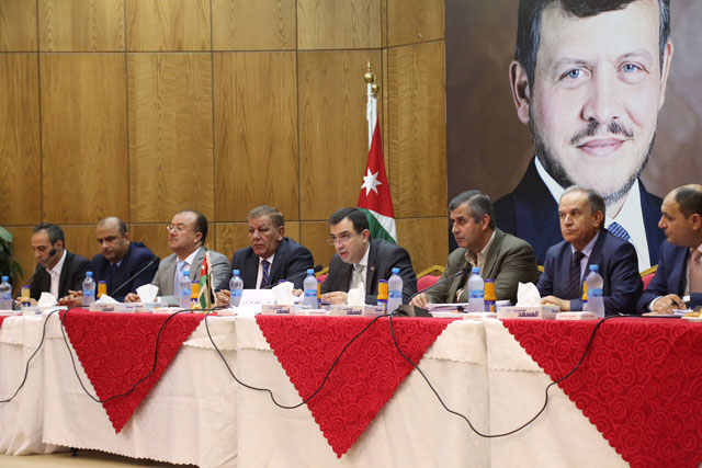 Planning and International Cooperation Minister Imad Fakhoury speaks at a workshop in Irbid on Monday (Photo courtesy of Ministry of Planning and International Cooperation)