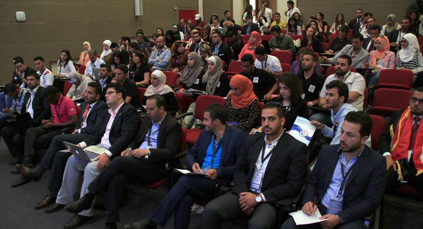 Young participants attend a session at the Global Forum on Youth, Peace and Security in Madaba, some 30km southwest of Amman, on Saturday (Photo by Osama Aqarbeh)