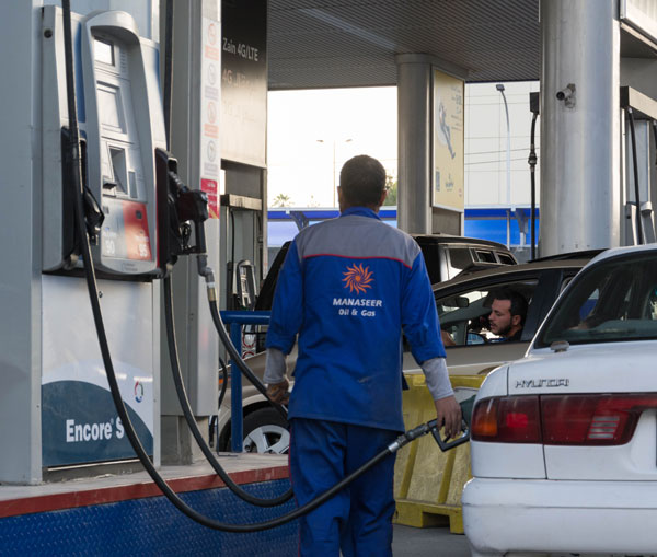 One litre of unleaded 90-octane gasoline will continue to be sold at JD0.665, while a litre of unleaded 95-octane gasoline will cost JD0.880 in March (Photo by Amjad Ghsoun)