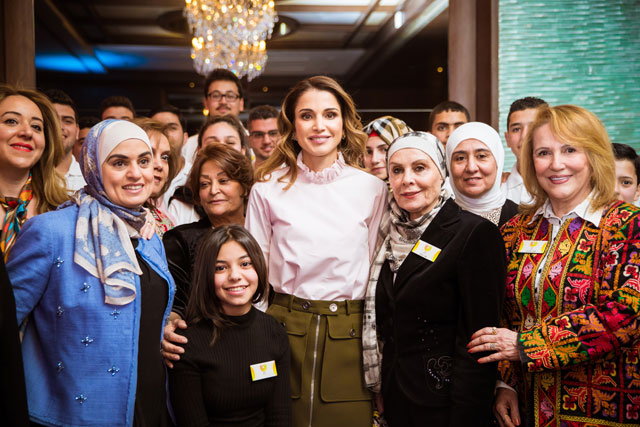 Her Majesty Queen Rania with participants in the IBDAA Expo 2017 in Amman on Tuesday  (Photo courtesy of Royal Court)