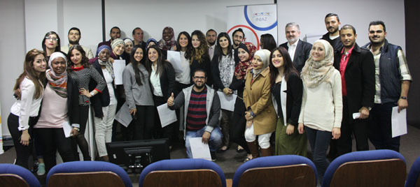 Graduates of a programme to improve young people's business and work skills pose for a group photo on Wednesday (Photo courtesy of Injaz)