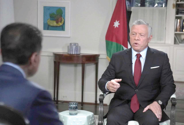 His Majesty King Abdullah speaks to CNN’s Fareed Zakaria in a wide-ranging interview that was conducted in Washington, DC, and aired on Sunday (Photo courtesy of Royal Court)