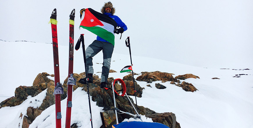 Mustafa Salameh became one of seven people who climbed the seven highest mountains in the world, skied at the two poles and eventually skied in Greenland  (Petra photo)