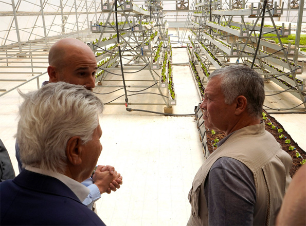 His Majesty King Abdullah tours the facility of a leading agricultural project implemented by international food company Del Monte in Mafraq during the inauguration ceremony on Wednesday (Photo courtesy of Royal Court)