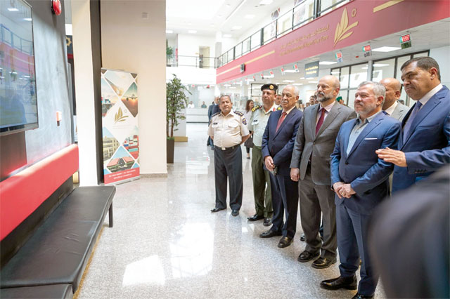His Majesty King Abdullah attends the opening ceremony of a new free zone at Queen Alia International Airport on Tuesday (Photo courtesy of Royal Court)