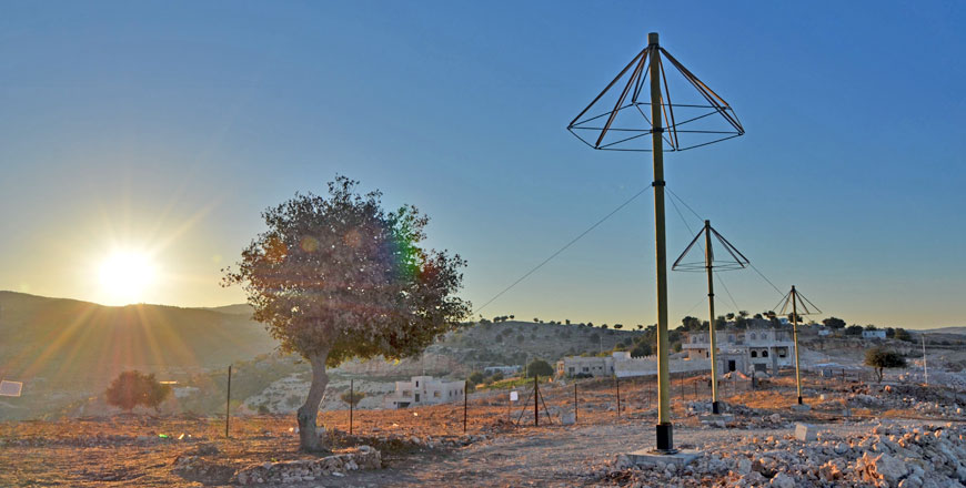 Photos of the WeatherTec emitters installed in Ajloun (Photo courtesy of WeatherTec)