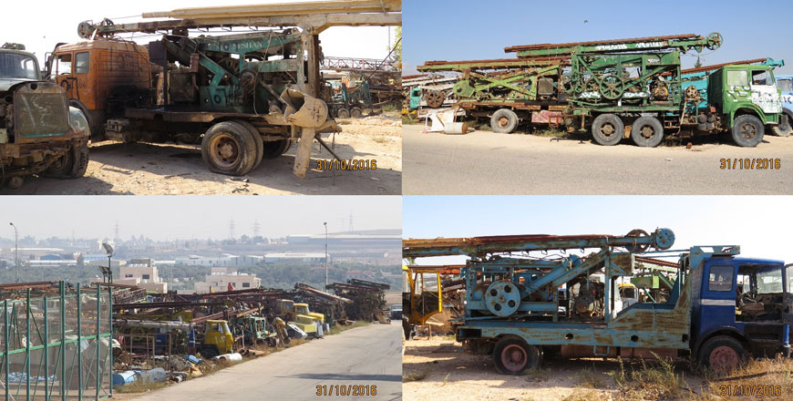 A combo picture shows several drilling rigs confiscated by the Water Ministry as part of its ongoing campaign against water theft (Photo courtesy of Water Ministry)