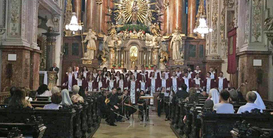 Members of the Fountain of Love Choir perform at a church in Europe recently (Photo courtesy of Jordan Tourism Board and the Fountain of Love Choir)