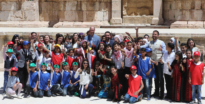 HRH Crown Prince Hussein and the Duke of Cambridge Prince William on Monday visit the ancient city of Jerash and the Rapid Response battalion in the Northern Military Zone. Also on Monday, Prince William visits the Princess Taghrid Institute for Development and Training and Luminus Technical University College (Petra photo)