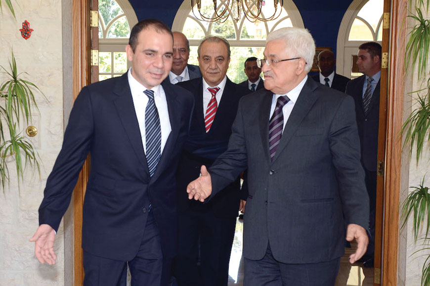HRH Prince Ali receives Palestinian President Mahmoud Abbas in Amman on Wednesday (Photo courtesy of Palestinian news agency, WAFA )