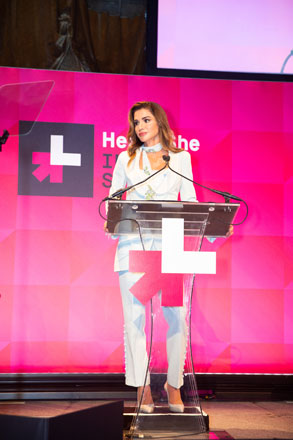 Her Majesty Queen Rania speaking at the HeForShe IMPACT Summit in New York on Wednesday, on the sidelines of the 73rd Session of the UN General Assembly (Photo courtesy of Her Majesty’s Office)
