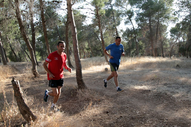 Joggers exercise at Al Hussein Youth City in Amman recently  (Photo by Osama Aqarbeh)