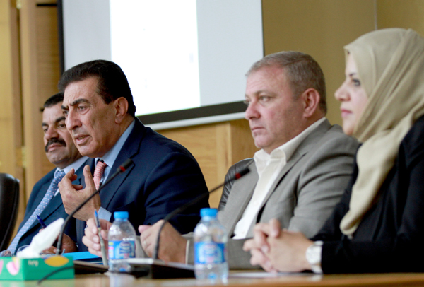 Lower House Speaker Atef Tarawneh speaks at a press conference on Monday (Photo by Hassan Tamimi )