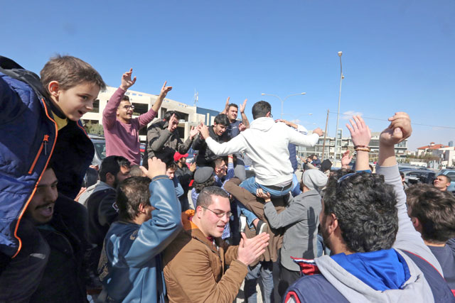 General Secondary Education Certificate Examination students celebrate their results in Amman on Thursday (Photo by Sahem Rababah)