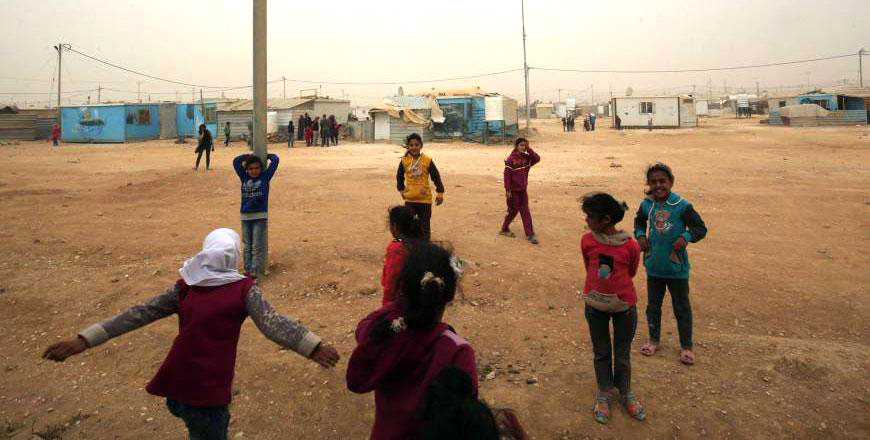 In this undated photo, Syrian refugee children play at the Zaatari refugee camp in Mafraq Governorate, some 90km northeast of Amman (AFP file photo)