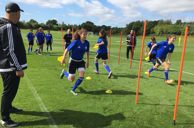 Members of Jordan's national U-17 women's team participate in a training session in August (Photo courtesy of Jordan Women’s Football Facebook page)