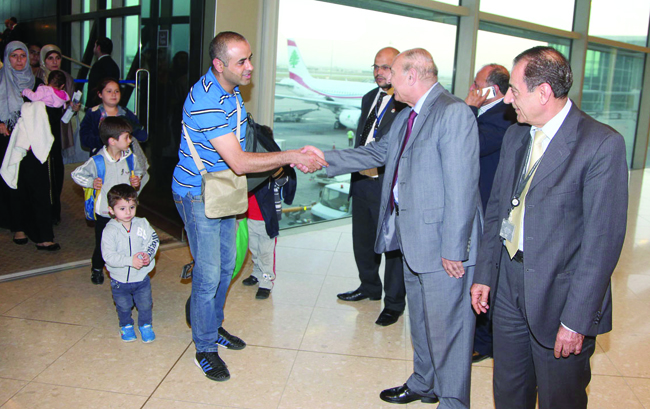 Yemenis arrive at Queen Alia International Airport earlier this year (Petra file photo)