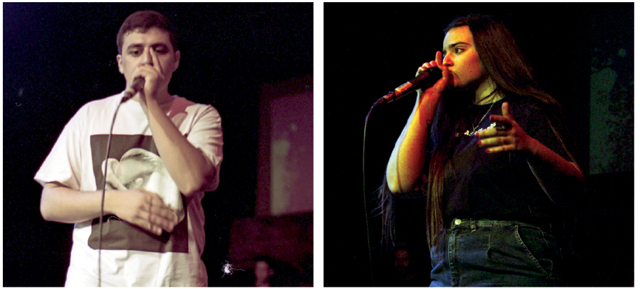 Samer Awni Abu Serrieh, 2022 King of the Beat winner, and Razan Imad, the competition’s sole female beatboxer  (Photos courtesy of Cristina Martelo)