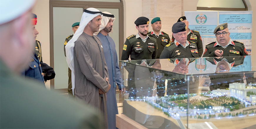 His Majesty King Abdullah, the Supreme Commander of the Jordan Armed Forces-Arab Army, accompanied by HRH Crown Prince Hussein, inaugurates on Tuesday the new JAF headquarters  (Photo courtesy of Royal Court)