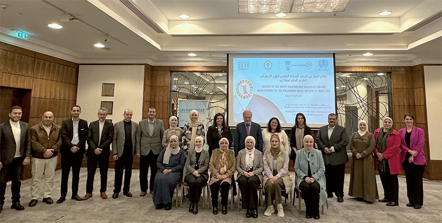   In partnership with Greater Irbid Municipality, the United Nations Human Settlements Programme and the United Nations Economic and Social Commission for Western Asia have launched the multi-stakeholder dialogue for the development of the Voluntary Local Review (VLR) for Irbid City (Photo courtesy of UN-Habitat Jordan)