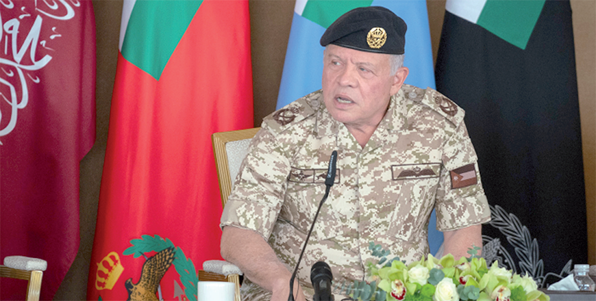 His Majesty King Abdullah, the Supreme Commander of the Jordan Armed Forces-Arab Army, on Wednesday meets with military retiress and families of martyrs in Al Ghamr (Photo courtesy of Royal Court)