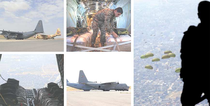 The Jordan Armed Forces-Arab Army (JAF), in cooperation with four other countries, on Tuesday carries out nine airdrops on the northern Gaza Strip (JAF photos)
