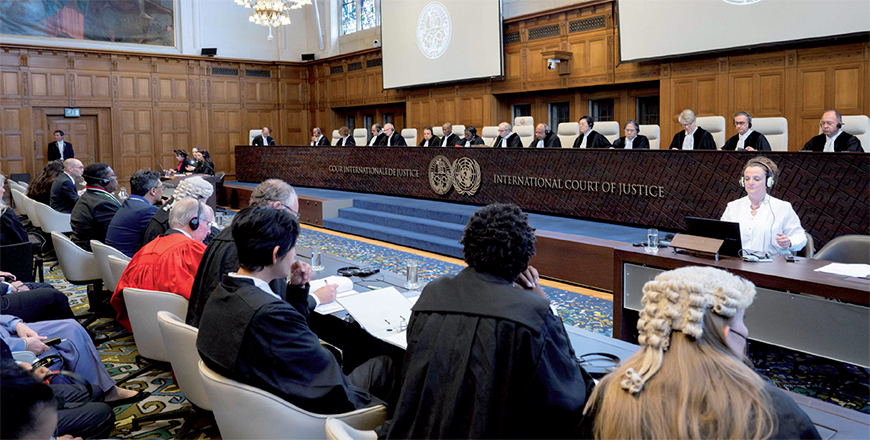 Magistrates are seen after hearing South Africa's legal team's arguments to the International Court of Justice as part of South Africa case against Israel over Rafah offensive in The Hague, on Thursday (AFP photo)
